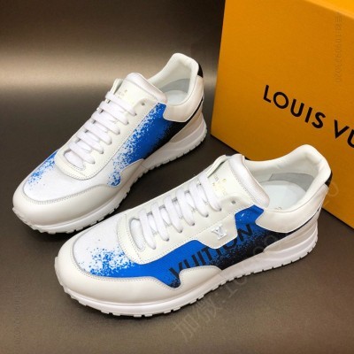 LV男鞋 LV RUN AWAY 运动鞋 Vuitton 标识印花男鞋 蓝色 高仿LV