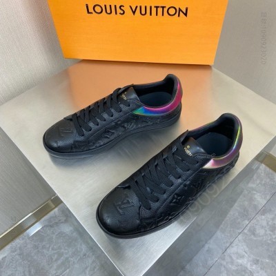 LV男鞋 LV LUXEMBOURG 运动鞋 虹彩织物男鞋 LV板鞋 黑色 高仿LV