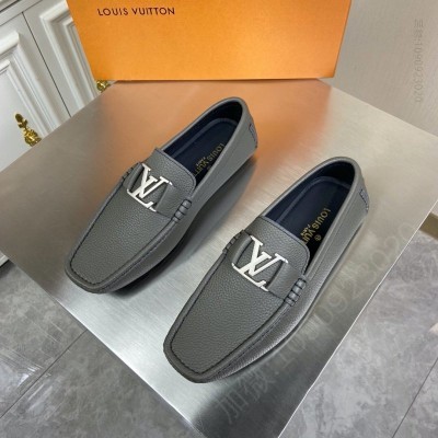 LV男鞋 LV Major 便鞋 LV粒面小牛皮男鞋 豆豆鞋 灰色 高仿LV
