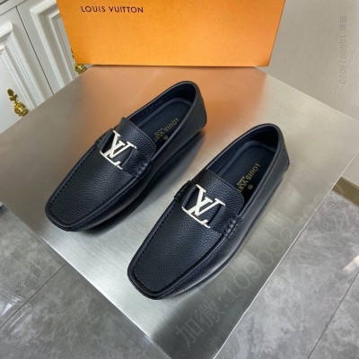 LV男鞋 LV Major 便鞋 LV粒面小牛皮男鞋 豆豆鞋 黑色 高仿LV
