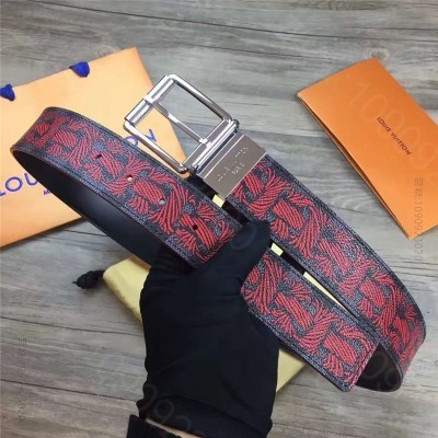 LV男士皮带/腰带 LV 路易威登 专柜经典款 麻绳印花 不锈钢针扣 休闲皮...