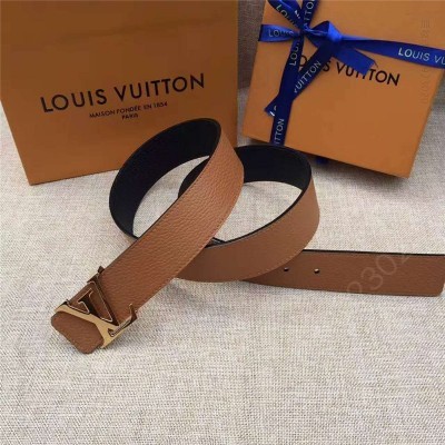 LV男士皮带/腰带 LV皮带 原单品质 专柜新包装 进口牛皮 手工缝线 男款 双面可用 红色 高仿LV