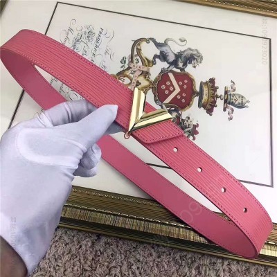 LV女士皮带/腰带 LV 路易威登 独家新品 Epi小牛皮材质 经典设计 腰带 粉色 高仿LV皮带 原单LV腰带 A货LV