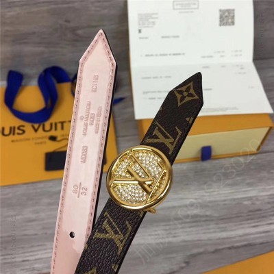 LV女士皮带/腰带 M0053 Lv皮带 路易威登皮带 Lv女士皮带 路易威登双面皮带 金属板扣 金扣带钻 高仿LV皮带 原单LV腰带 A货LV
