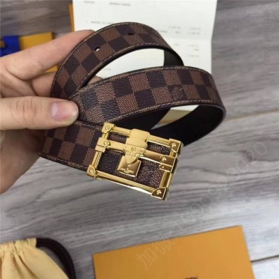LV女士皮带/腰带 M9937 LV路易威登 私人定制版 3D立体搭扣 双面双色可用 棋盘格 高仿LV皮带 原单LV腰带 A货LV