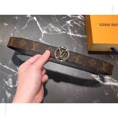 LV女士皮带/腰带 LV 新款 LV Circle 圆形LV字母 钢扣 双面腰带 啡配黑 高仿LV皮带 原单LV腰带 A货LV