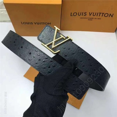 LV女士皮带/腰带 LV INITIALES HISTO 腰带 异域风情 鸵鸟皮材质 造型个性 高仿LV皮带 原单LV腰带 A货LV