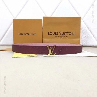 LV女士皮带/腰带 M6117 LV皮带 专柜新包装 女神款腰带 进口牛皮 双面双色可用 酒红配樱花粉 高仿LV皮带 原单LV腰带 A货LV