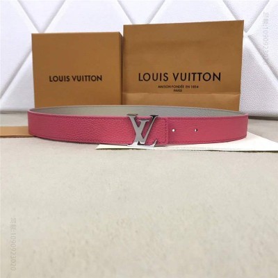 LV女士皮带/腰带 M9521 LV皮带 专柜新包装 女神款腰带 进口牛皮 双面双色可用 粉配灰 高仿LV皮带 原单LV腰带 A货LV