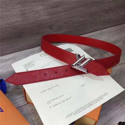 LV女士皮带/腰带 LV 路易威登 LV Twist标识 Epi小牛皮材质 女士腰带 红色 高仿LV皮带 原单LV腰带 A货LV