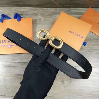 LV女士皮带/腰带 LV 路易威登 CUT MONOGRAM 双面腰带 LV皮带 LV女士腰带 金扣黑色 高仿LV皮带 原单LV腰带 A货LV