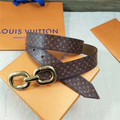 LV女士皮带/腰带 LV 路易威登 CUT MONOGRAM 双面腰带 LV皮带 LV女士腰带 金扣老花 高仿LV皮带 原单LV腰带 A货LV