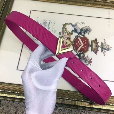 LV女士皮带/腰带 LV 路易威登 独家新品 Epi小牛皮材质 经典设计 玫红色 高仿LV皮带 原单LV腰带 A货LV