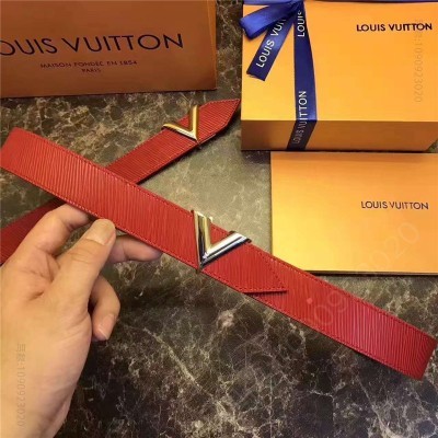 LV女士皮带/腰带 LV 路易威登 Supreme联名合作款 独家新品 女士腰带 双面用 红色 高仿LV皮带 原单LV腰带 A货LV