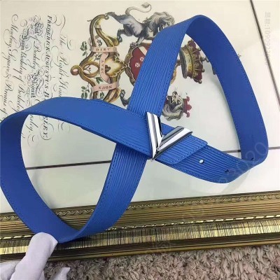LV女士皮带/腰带 LV 路易威登 独家新品 Epi小牛皮材质 经典设计 腰带 海蓝色 高仿LV皮带 原单LV腰带 A货LV