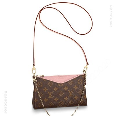 LV女包 LV Pallas Cluth 手袋 LV Monogram帆布女包 LV链条包 粉色 高仿路易威登女包 A货LV包包