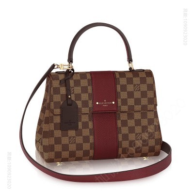 LV包包 LV Bond Street 手袋 LV女包 LV拼色手袋 LV手提包 酒红色 高仿路易威登女包 A货LV女包