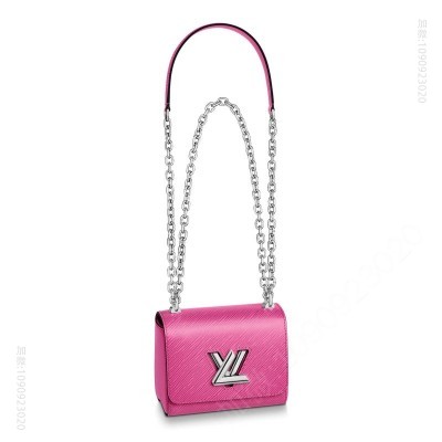 LV女包 LV TWIST 迷你手袋 M56120 Eip水波纹扭锁包 玫红