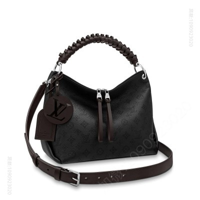 LV女包 LV BEAUBOURG HOBO 中号手袋 编织皮革手柄 黑色 高仿路易威登女包 一比一高仿LV包包