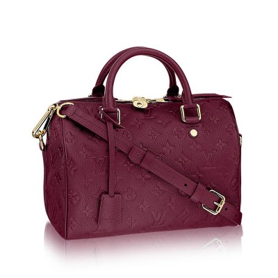 LV包包 LV EMPREINTE SPEEDY 25 手袋（配肩带）紫红色 高仿路易威登包包 一比一高仿LV女包