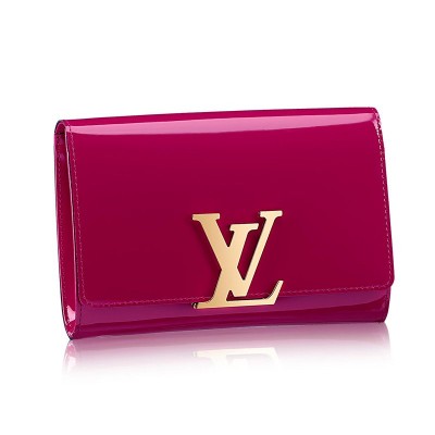 LV包包 LouisVuitton 路易威登晚装包系列Vernis漆皮玫红色女式手拿包 高仿路易威登包包 一比一高仿LV女包