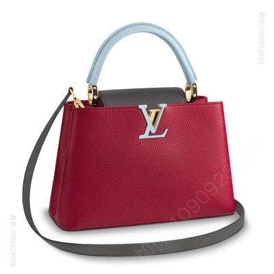 LV LV CAPUCINES PM 中号手袋 LV女包 Taurillon皮革 LV单肩斜挎包 红色 高仿路易威登包包 一比一原单LV女包
