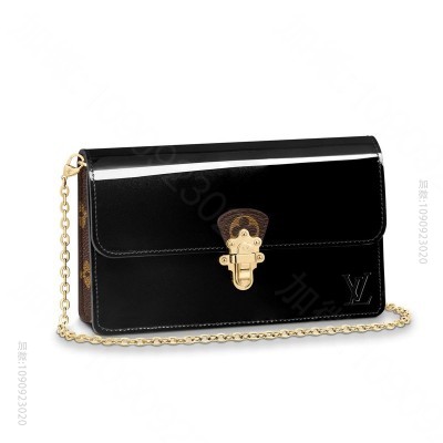 LV LV CHERRYWOOD 链条钱夹 LV漆皮女包 LV链条包 黑色 ...