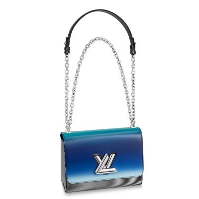 M53846_LV LV TWIST 中号手袋 2023春夏新款链条包 渐变蓝色 高仿路易威登包包 一比一原单LV女包