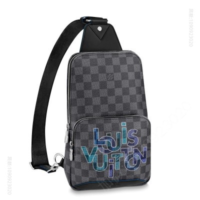 LV男包 LV Avenue 单肩包 2023新款蓝色交织字母胸包 原单路易威登男包