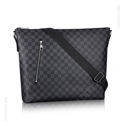LV男包 LV 路易威登Damier Graphite帆布男士斜挎包 MICK中号手袋 原单路易威登男包