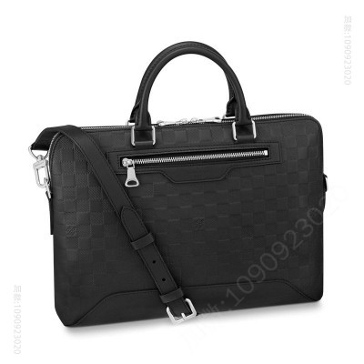 LV男包 LV AVENUE SOFT 公事包 Damier Infini皮革男包 LV公文包 黑色 高仿路易威登男包
