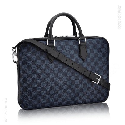 LV男包 LV Dandy Slim 公文包 LV男包 Damier Cobalt黑格 LV手提包 LV公文包 高仿路易威登男包