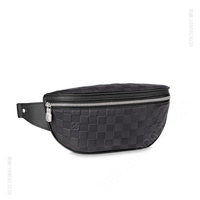 LV男包 LV CAMPUS 腰包 Damier Infini 棋盘格纹皮革男包 LV腰包 高仿路易威登男包