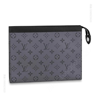 老花LV男包 LV POCHETTE VOYAGE 中号手拿包 LV手包 黑花 原单路易威登男包 高仿LV