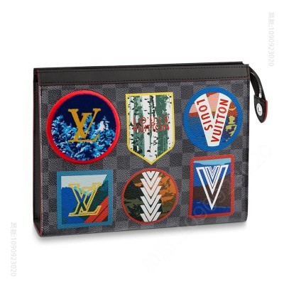 老花LV男包 LV POCHETTE VOYAGE 手袋 阿尔卑斯山色背景手包 LV手拿包 原单路易威登男包 高仿LV