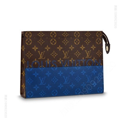 老花LV男包 POCHETTE VOYAGE 中号手袋 LV男包 LV手包 LV银色涂层手拿包 原单路易威登男包 高仿LV
