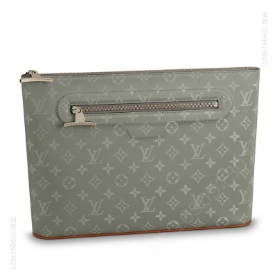 老花LV男包 LV Pochette Cosmos 手袋 Monogram Titanium灰色帆布 LV手包 原单路易威登男包 高仿LV