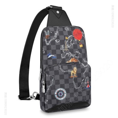 老花LV男包 LV AVENUE 单肩包 Damier Graphite黑格男包 LV挎包 原单路易威登男包 高仿LV
