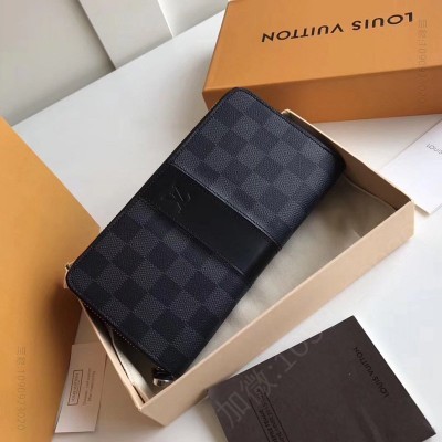 LV钱包 LV ZIPPY 拉链钱夹 Damier Graphite黑格钱包 LV男士钱夹 原单路易威登钱夹 A货LV钱夹