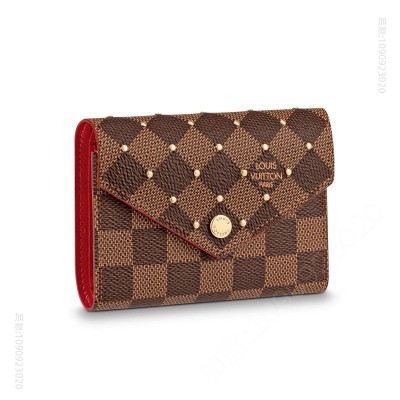 LV钱包 LV Victorine 钱夹 LV Damier Ebene帆布柳钉钱夹 LV豆豆三折钱夹 原单路易威登钱夹 高仿LV女士钱包