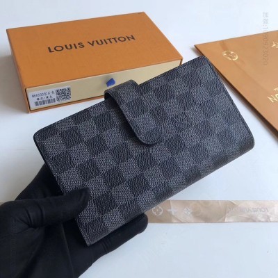 LV钱包 LV Damier 帆布卡片夹 LV多功能名片夹 LV卡包 LV名片本 黑格 原单路易威登钱夹 高仿LV女士钱包