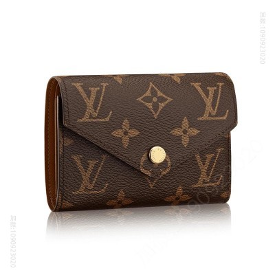 LV钱包 LV Victorine 钱夹 Monogram帆布豆豆钱夹 LV豆豆三折钱夹 原单路易威登钱夹 高仿LV女士钱包
