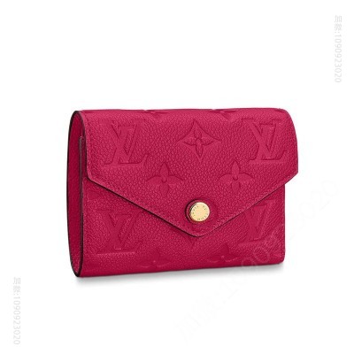 LV钱包 LV VICTORINE 钱夹 Monogram Empreinte皮革钱夹 LV短夹 玫红色 原单路易威登钱夹 高仿LV女士钱包
