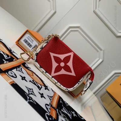 LV钱包 M67579 LV MICRO POCHETTE ACCESSORIES 小手袋 零钱包 红色 原单路易威登钱夹 高仿LV女士钱包