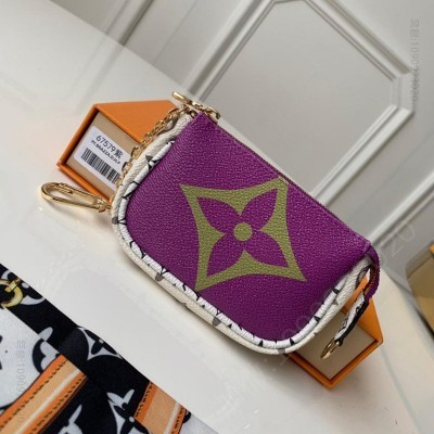 LV钱包 M67579 LV MICRO POCHETTE ACCESSORIES 小手袋 零钱包 粉色 原单路易威登钱夹 高仿LV女士钱包