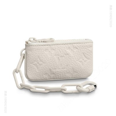 LV钱包 M67451 LV钥匙包 Taurillon Monogram小公牛皮零钱包 粉白色 原单路易威登钱夹 高仿LV女士钱包