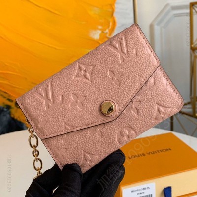 LV钱包 M60633 LV钥匙包 Monogram Empreinte皮革零钱包 粉色 原单路易威登钱夹 高仿LV女士钱包