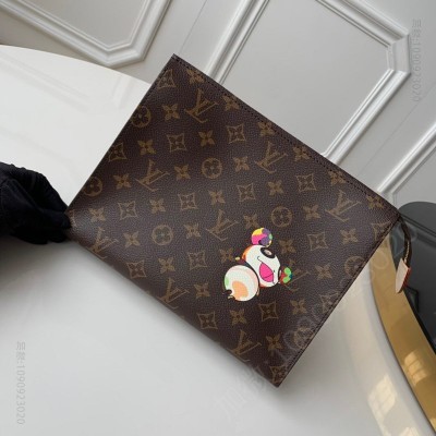 LV钱包 M47542 LV Monogram帆布熊猫印花 26号盥洗袋 LV洗漱包 原单路易威登钱夹 高仿LV女士钱包