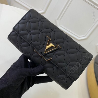 LV钱包 M68590 LV CAPUCINES 钱夹 LV钩扣女士长款钱夹 黑色 原单路易威登钱夹 高仿LV女士钱包