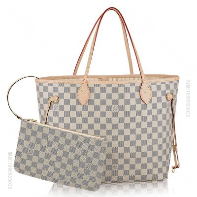 LV LV NEVERFULL 中号手袋 LV购物袋白格 LV子母包 中号 ...